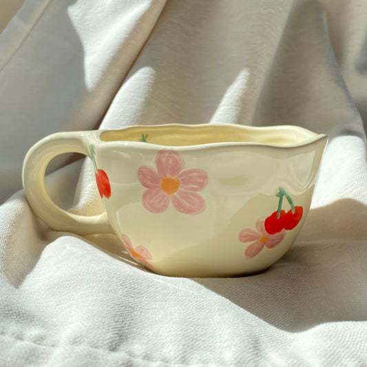 Cherry Floral Ceramic Mug