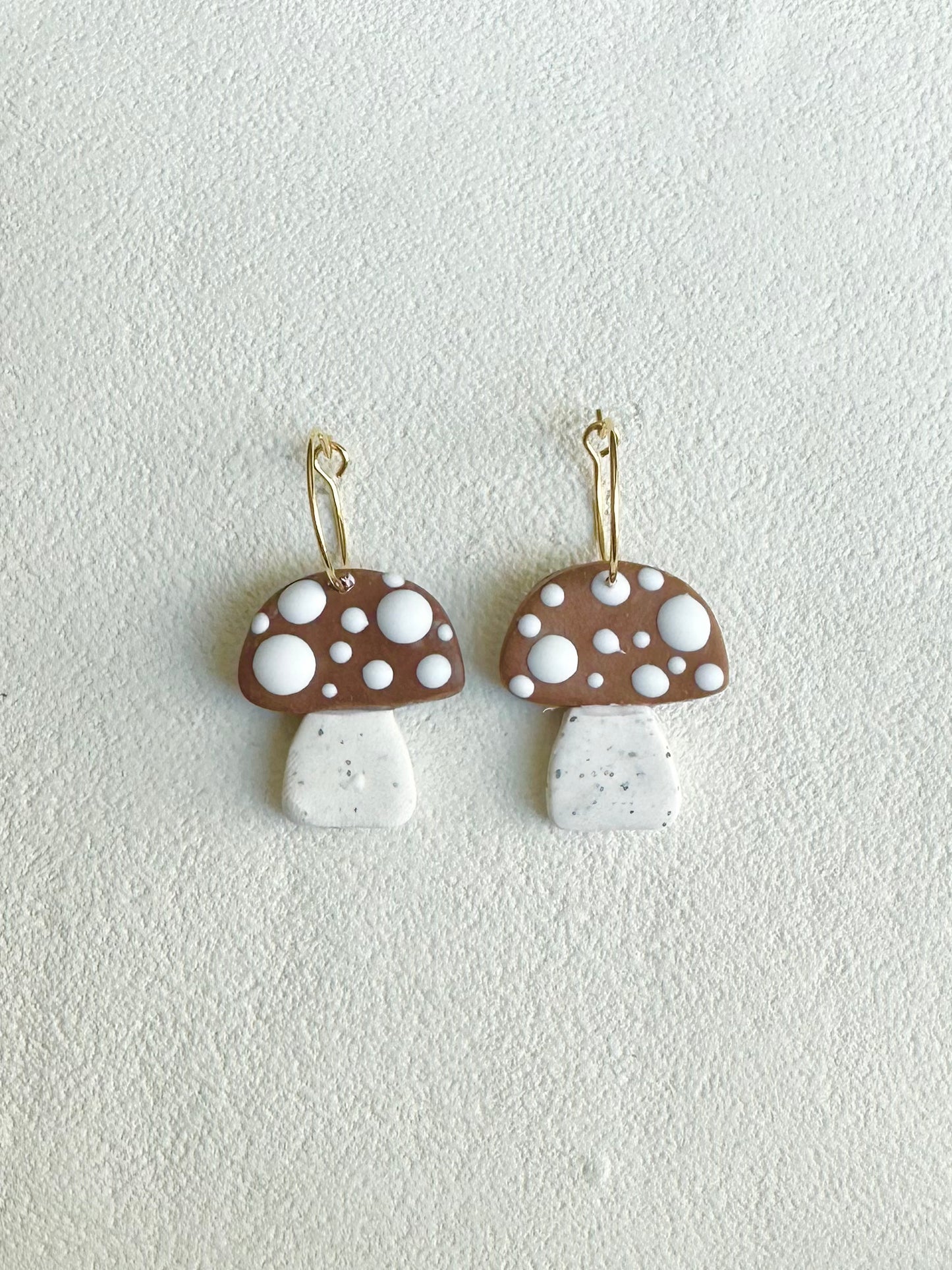 Mushroom Hoop Earrings (Brown)