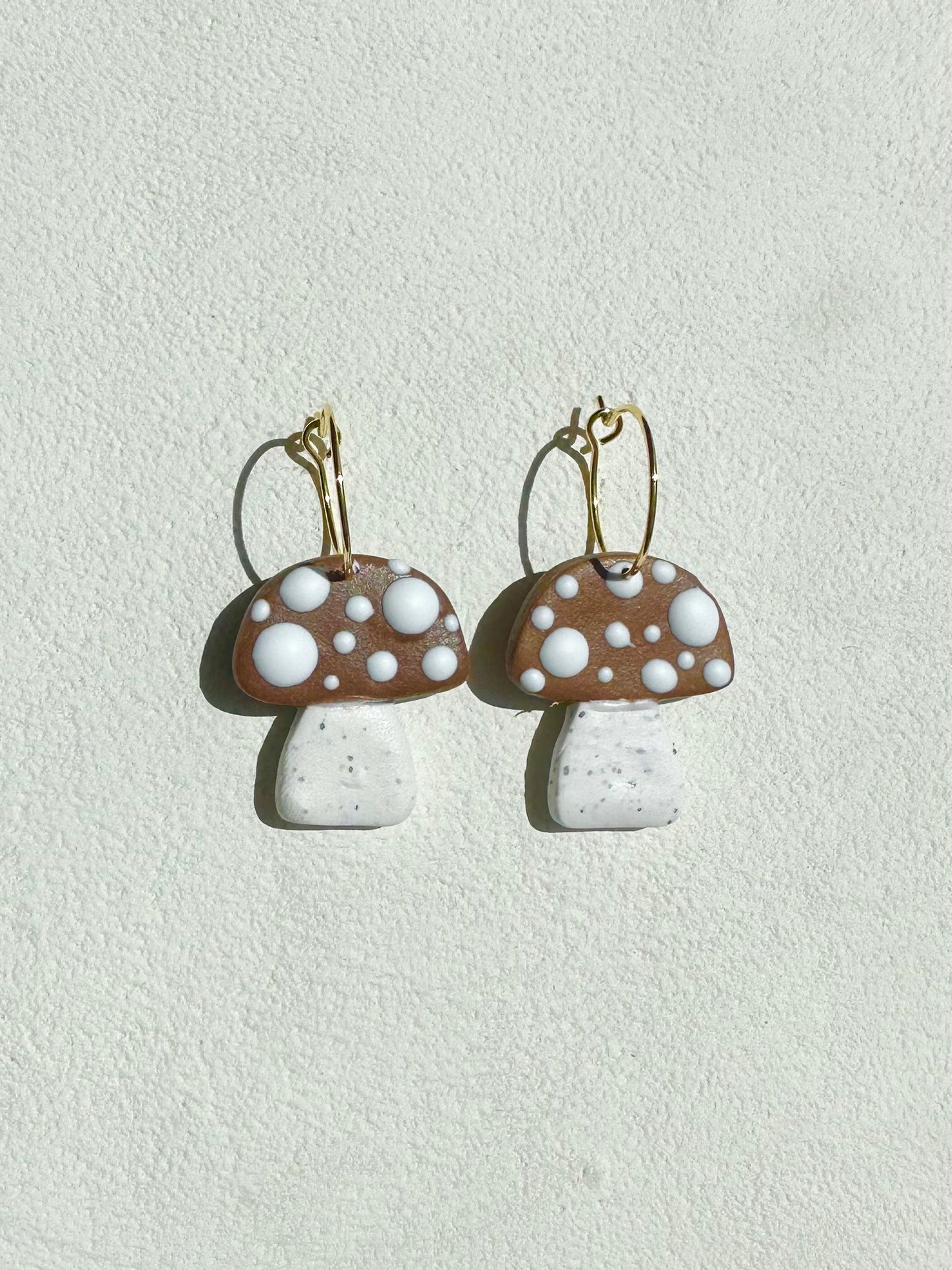 Mushroom Hoop Earrings (Brown)