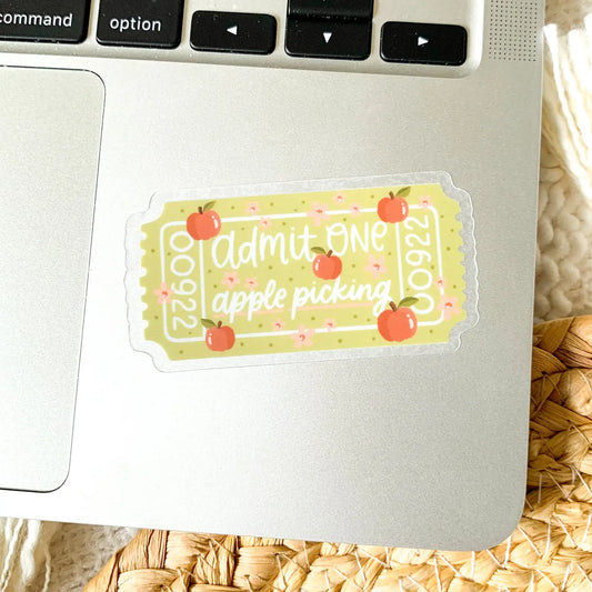 Clear Apple Picking Admit One Sticker