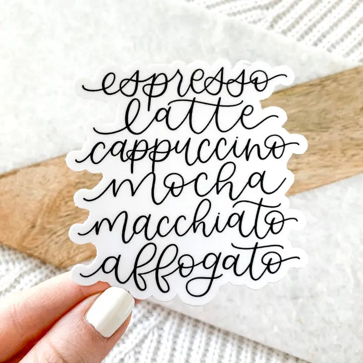 Coffee Drinks List Sticker