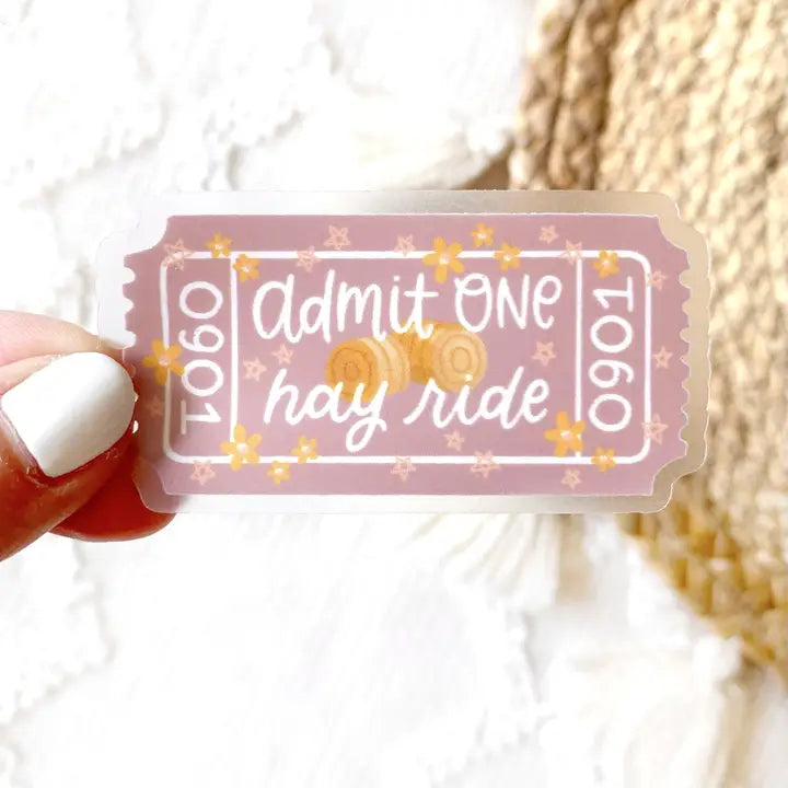 Clear Hay Ride Ticket Sticker