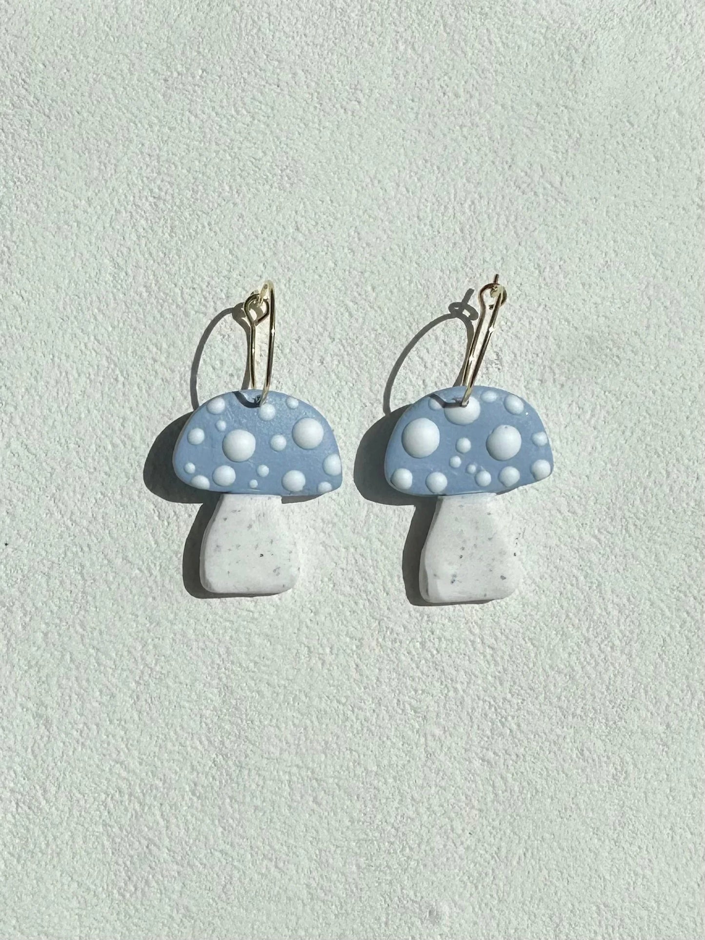 Mushroom Hoop Earrings (Powder Blue)