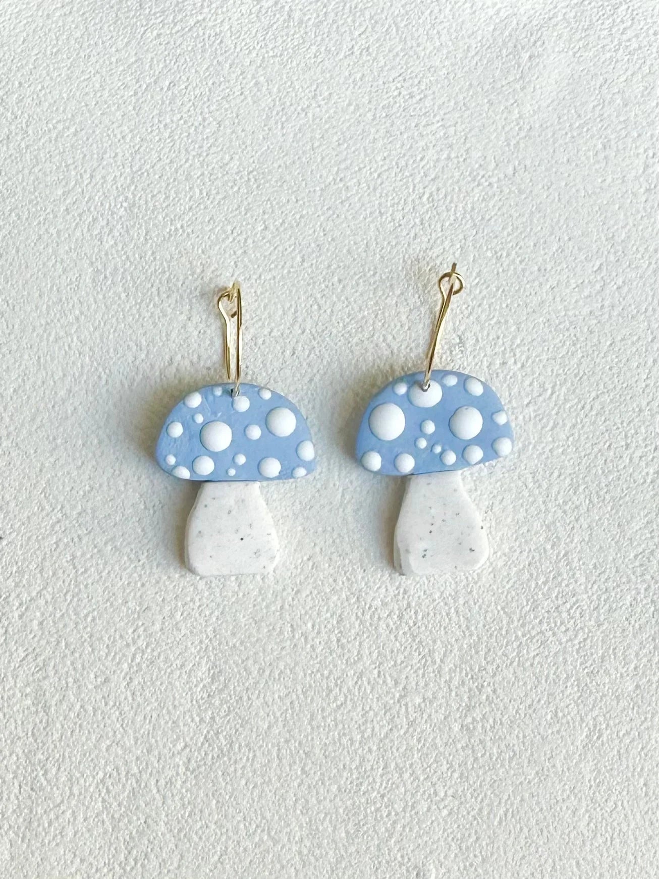 Mushroom Hoop Earrings (Powder Blue)