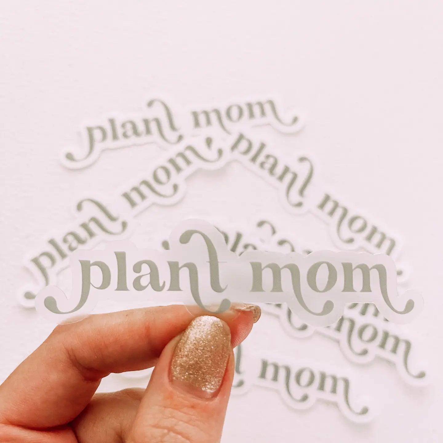 CLEAR Plant Mom Stickers